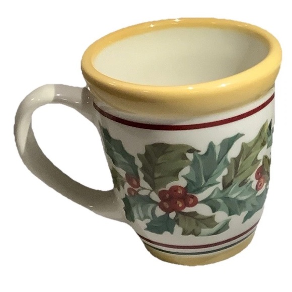 Set Of 2 Longaberger AMERICAN HOLLY Coffee/Tea Mugs EUC RETIRED - Picture 7 of 7